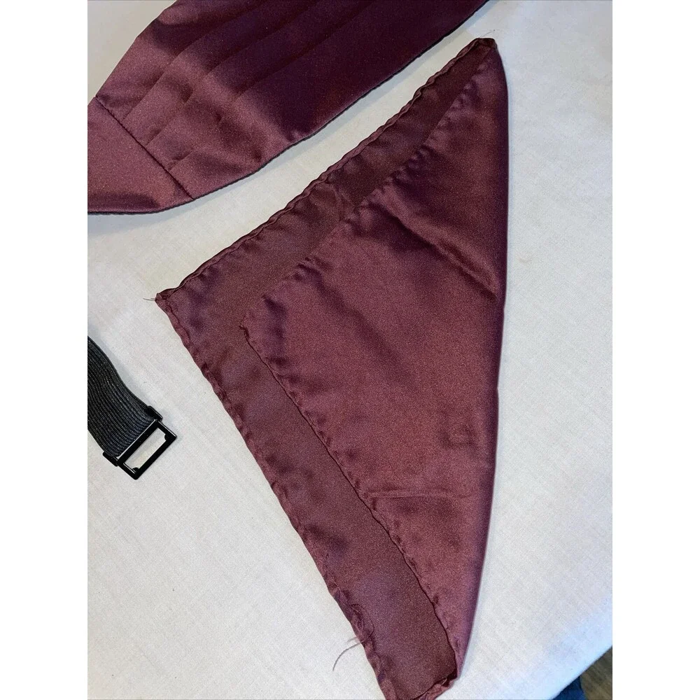 Brand Q Cummerbund Tie Handkerchief Men’s Model CB10-TT Raspberry For Tuxedo